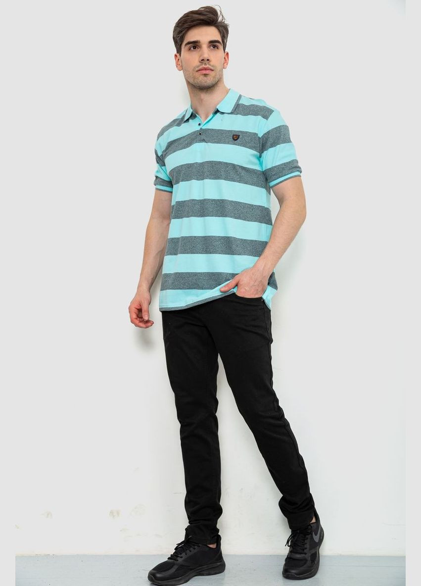 Бірюзова поло чоловіче в смужку 214r6187 з коротким рукавом Ager
