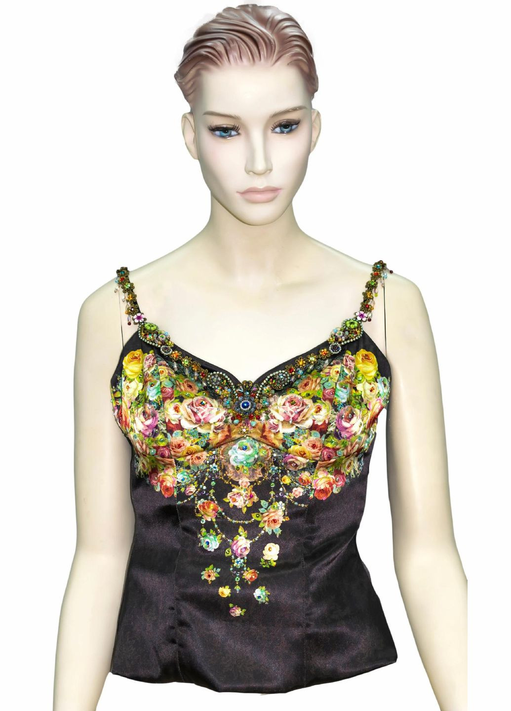 Топ жіночий "Королівська квіткова симфонія" з кристалами та перлинами Swarovski, ручна робота (р-M) Michal Negrin (347018265)