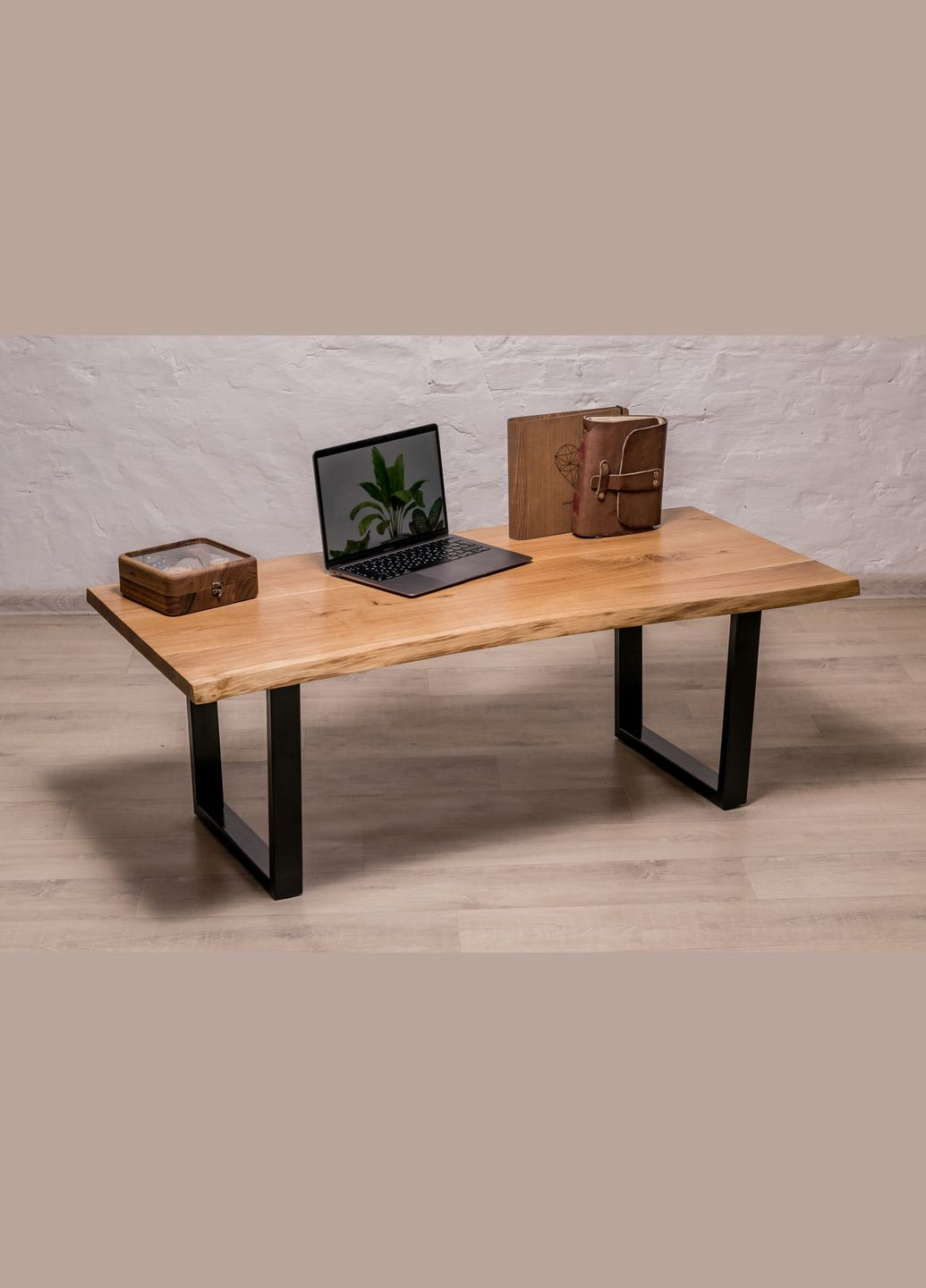 Кавовий стіл із живими краями L Дубовий журнальний столик EcoWalnut (294613523)
