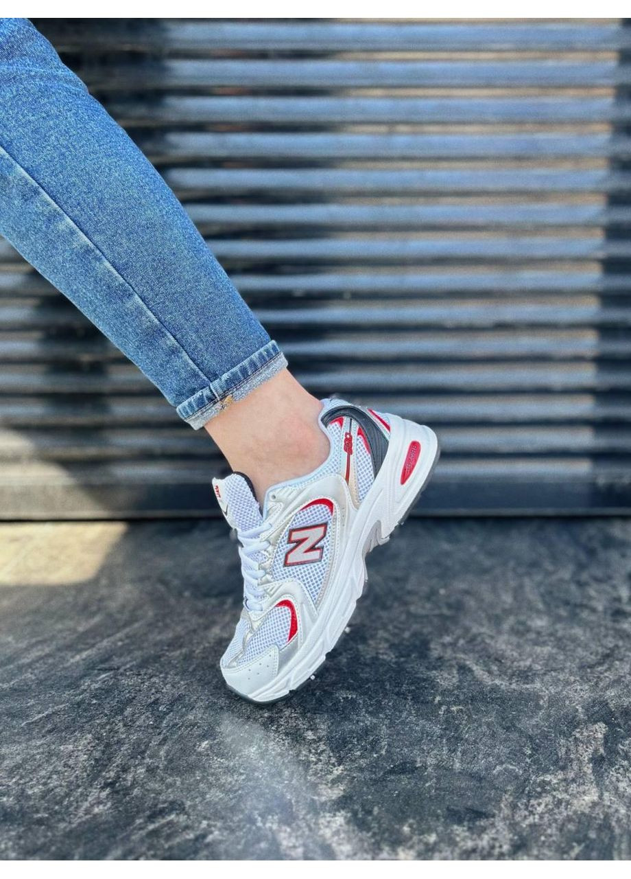Білі Осінні кросівки чоловічі new balance 530 retro white silver red нью беланс 530 No Brand