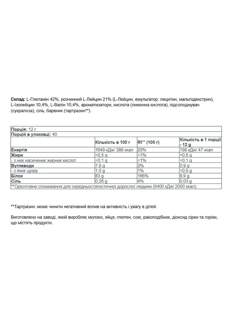 BCAA+Глютамин ZERO BCAA+Glutamine ZERO лимон 480 г Biotech (362027191)