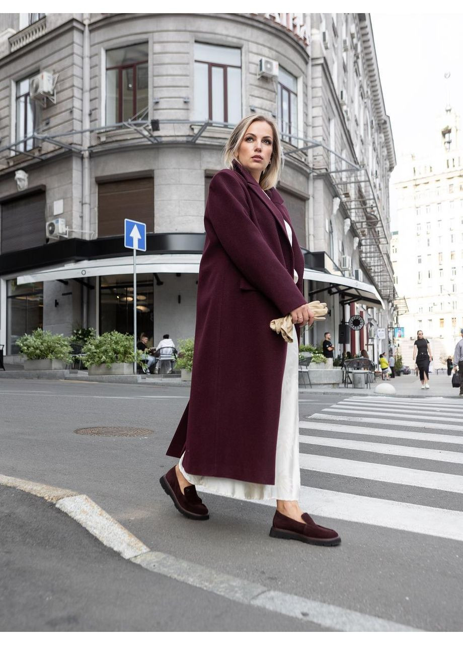 Темно-бордове демісезонне Пальто демісезонне Даяна марсала 0480 Vlavi
