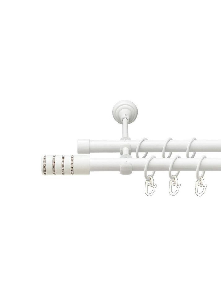 Карниз для штор Барамела металлический двухрядный гладкая труба кольцо металлическое Белый 19\19 мм 300 см ORVIT (299335447)