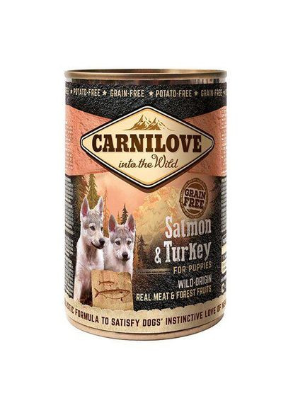 Вологий корм для цуценят Puppy k з лососем та індичкою 400 г (8595602529254) Carnilove (364788126)