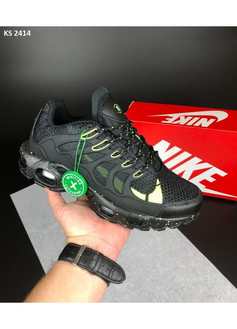 Черные демисезонные кроссовки мужские nike air max tn terrascape plus black lime найк аир макс тн плюс No Brand
