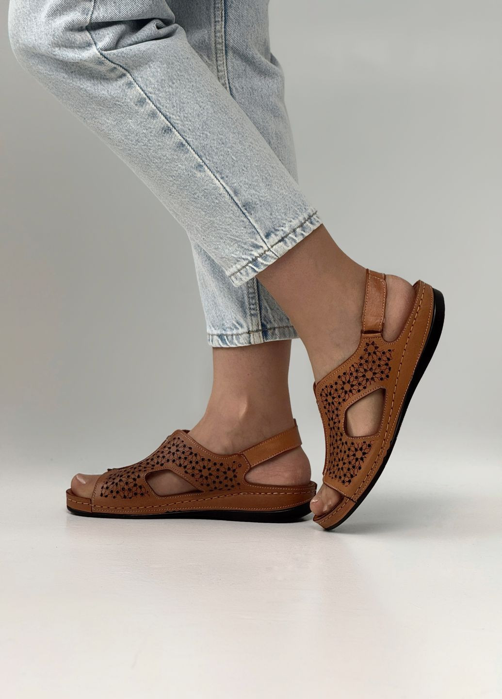 Охра босоножки женские с натуральной кожи Sherlock Soon