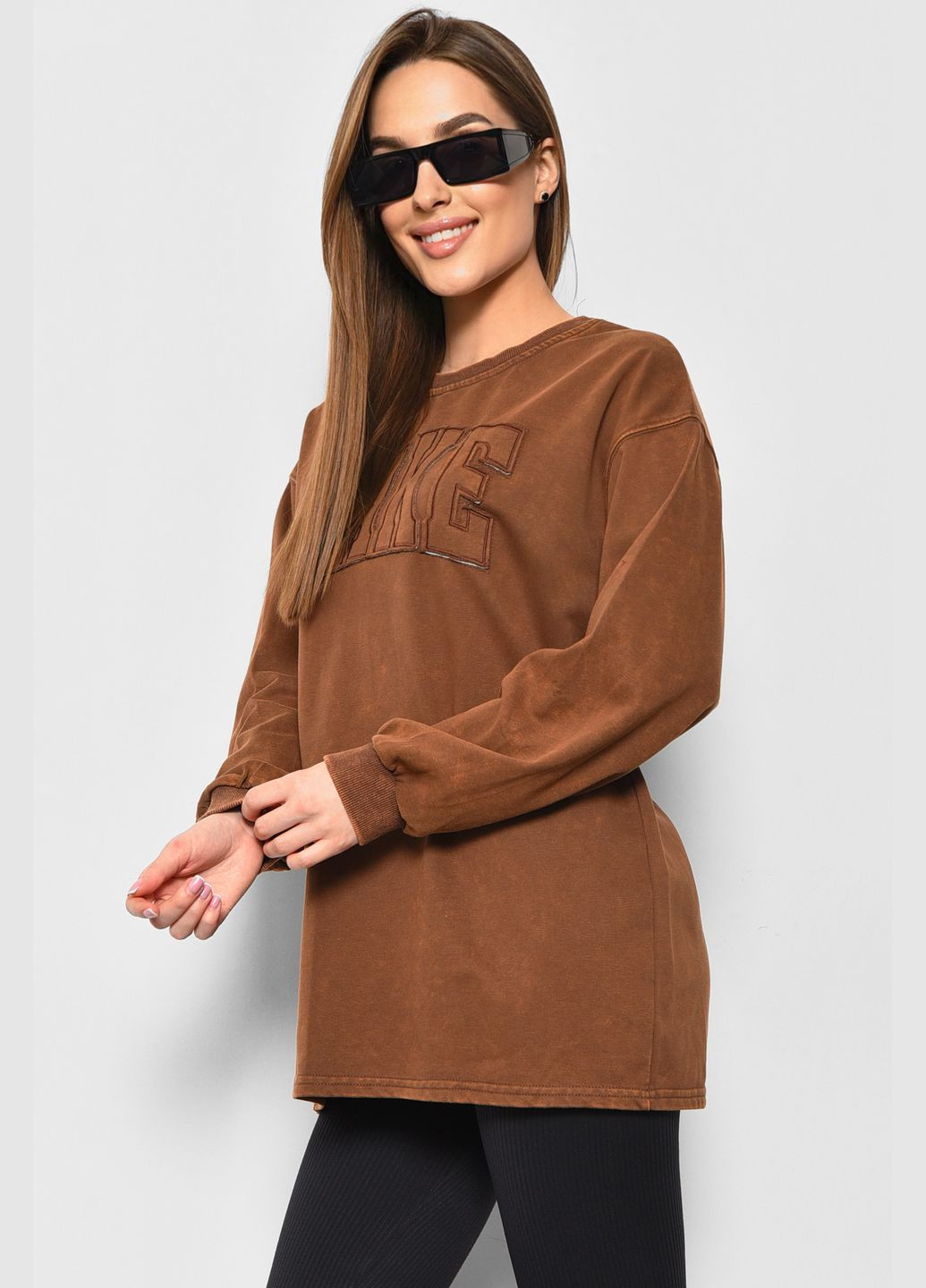 Світшот жіночий коричневого кольору Let's Shop (291683190)