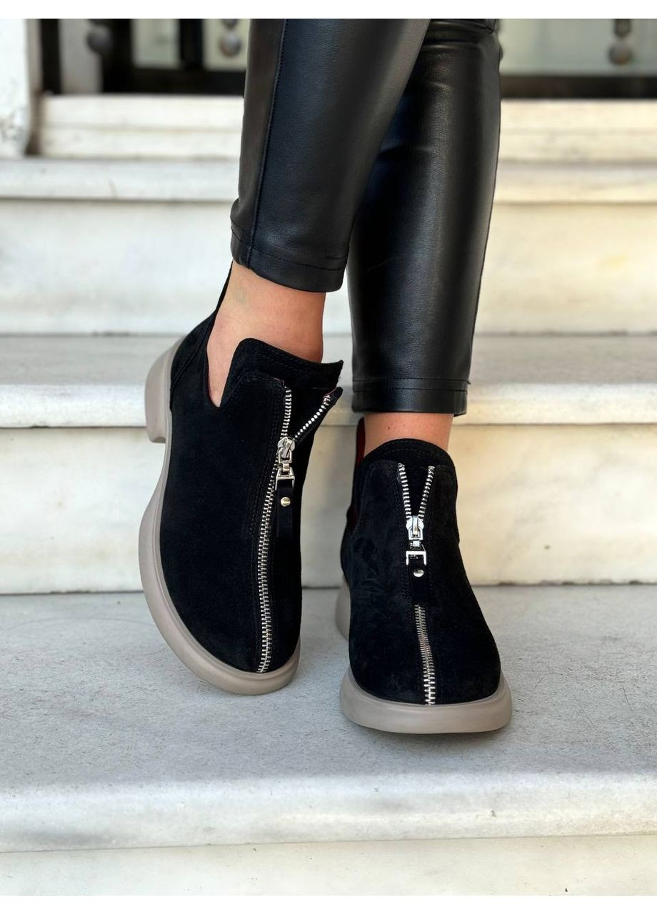 Helen Замшеві осінні туфлі чорний з натуральна замша, україна — (352009383)