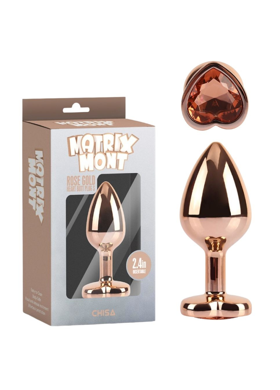 Анальна пробка золота MATRIX MONT із золотим каменем у формі серця, розмір M Chisa (363980367)