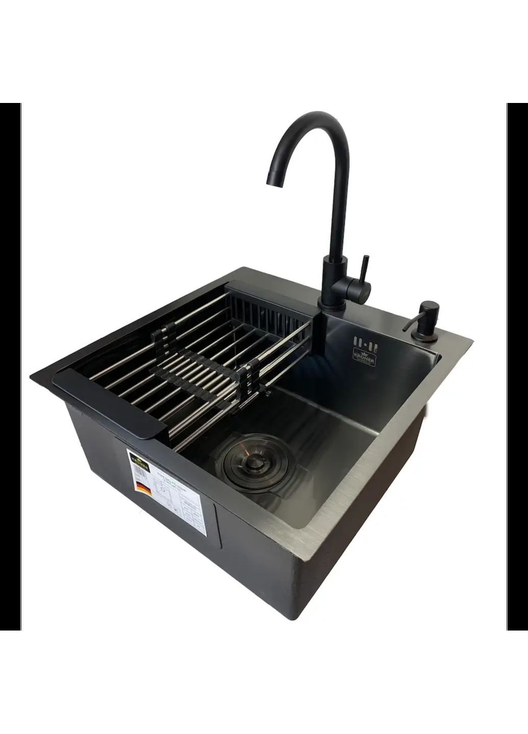 Комплект кухонної мийки KRP Schwarze - 5050HM PVD Kroner (336938174)