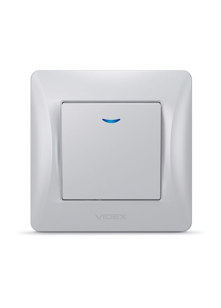 Вимикач 1-клавішний з підвищеною вогнетривкістю і підсвічуванням BINERA VF-BNSW1L-SS сріблястий Videx (282312993)