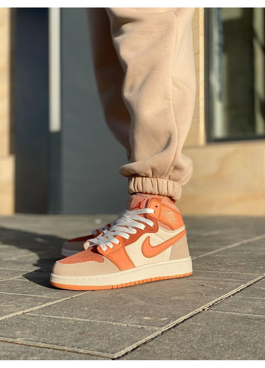 Бежеві Осінні кросівки чоловічі nike air jordan 1 retro high orange beige найк аір джордан No Brand