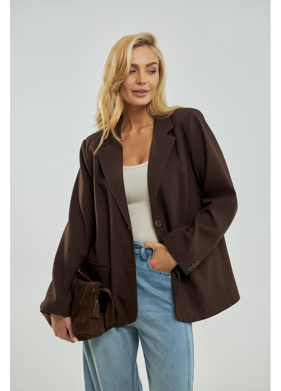 Коричневый женский классический женский пиджак с английским воротником Lurex - демисезонный