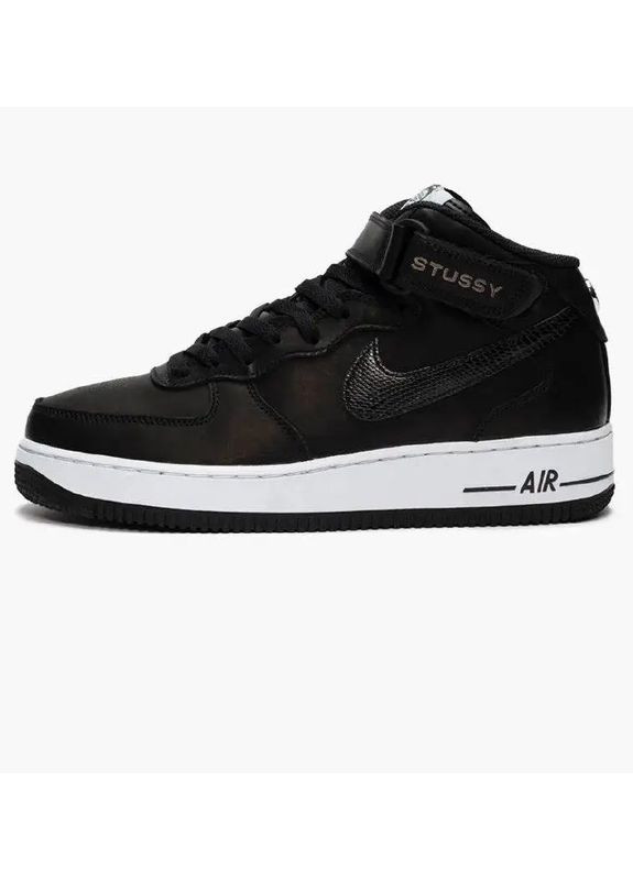 Черные демисезонные кроссовки мужские dj7840-001 мужские черные форсы оригинал Nike By Stussy Air Force 1 Mid Sp Black
