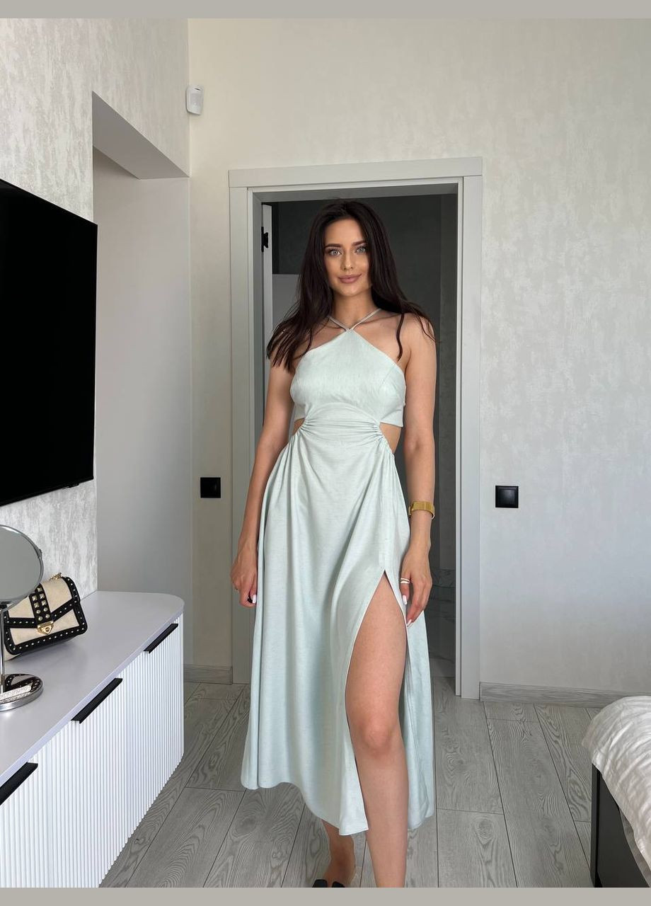 Оливкова повсякденний, кежуал жіноча сукня з вирізом з відкритими плечима, з відкритою спиною Style Point однотонна