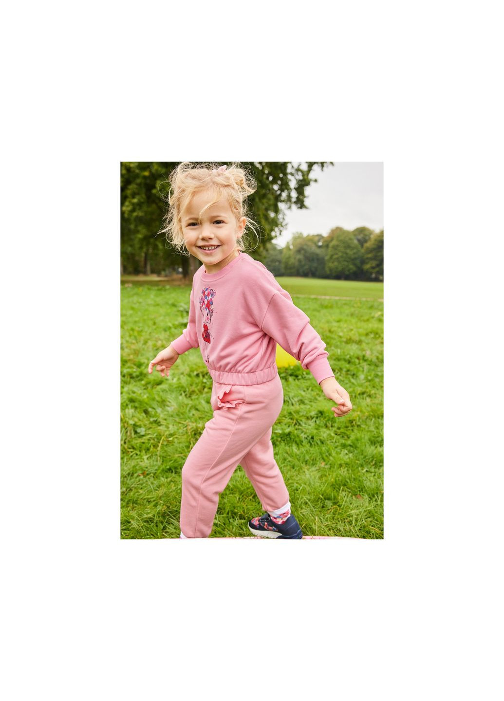 Lupilu свитшот двунитка для девочки 435101 рисунок розовый спортивный, повседневный, кэжуал хлопок, эластан