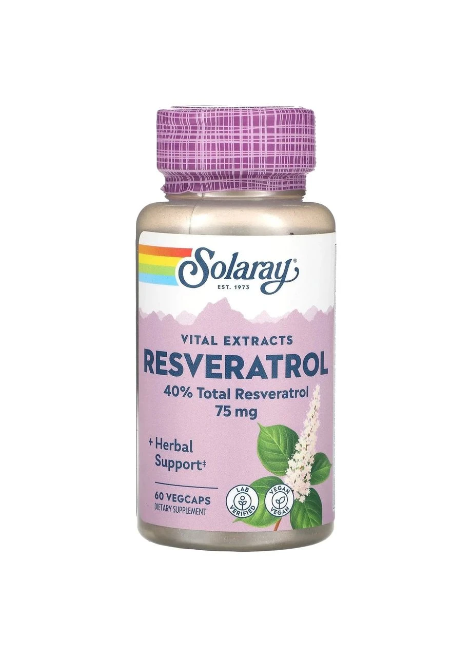 Ресвератрол Resveratrol 75 мг, 60 капсул Solaray (364688865)
