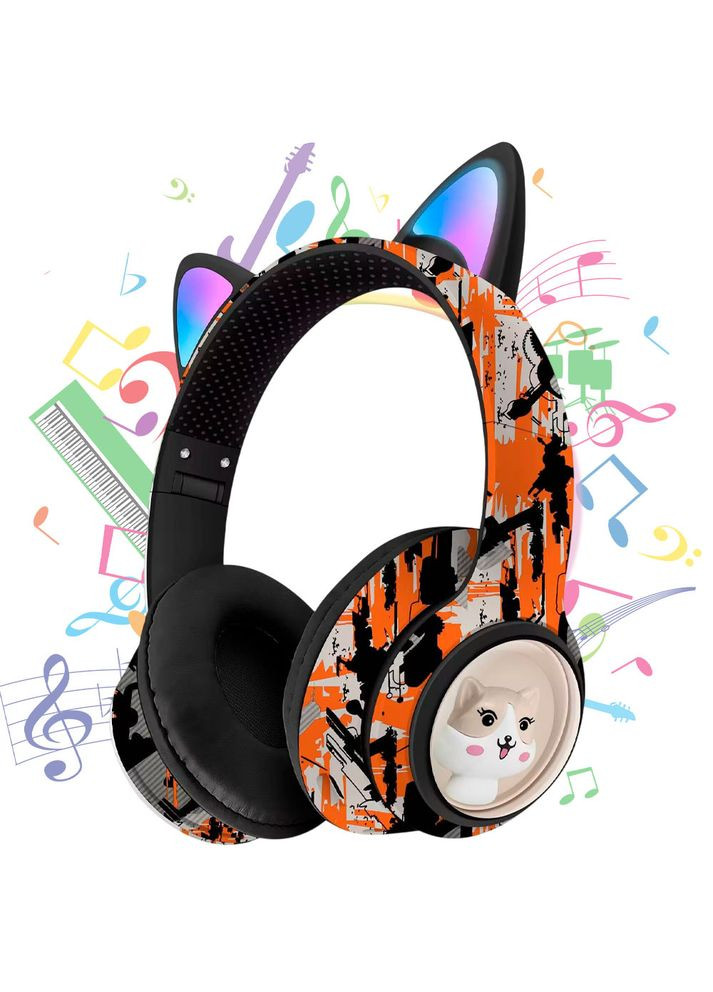 Бездротові навушники з вушками і LED-підсвіткою Loco Ears LE-1092 Orange No Brand (350349291)