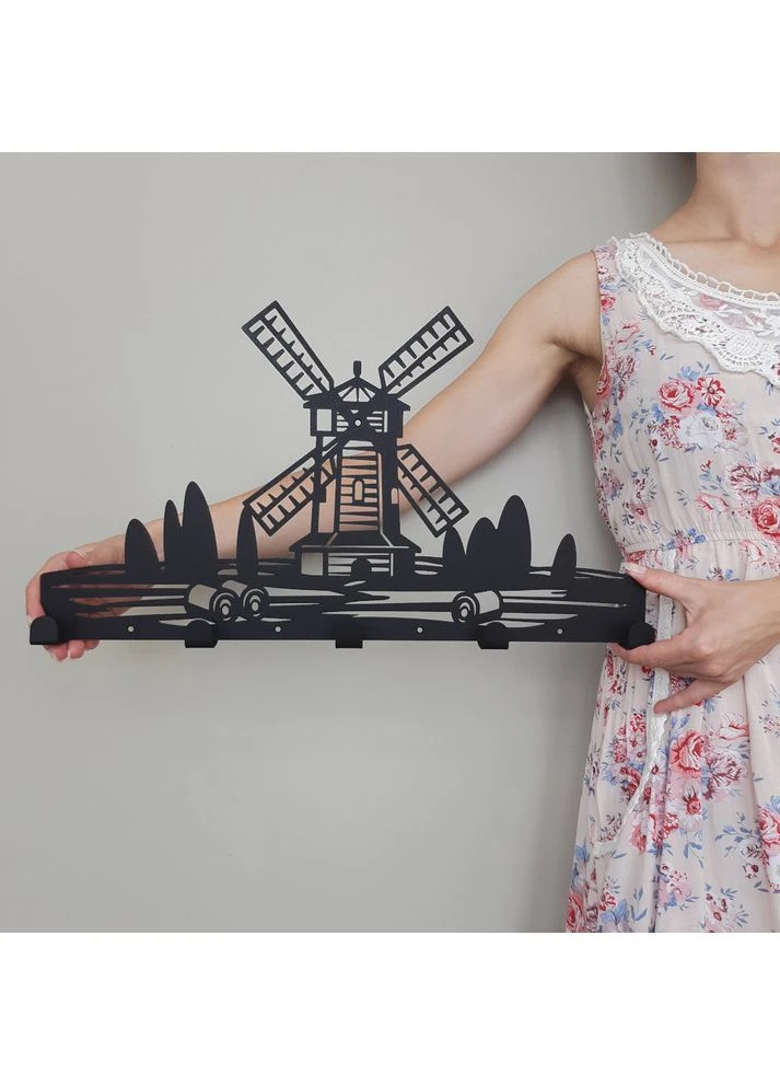 Вішалка настінна Windmill 46x26 см Чорний (H-064) Glozis (387580699)
