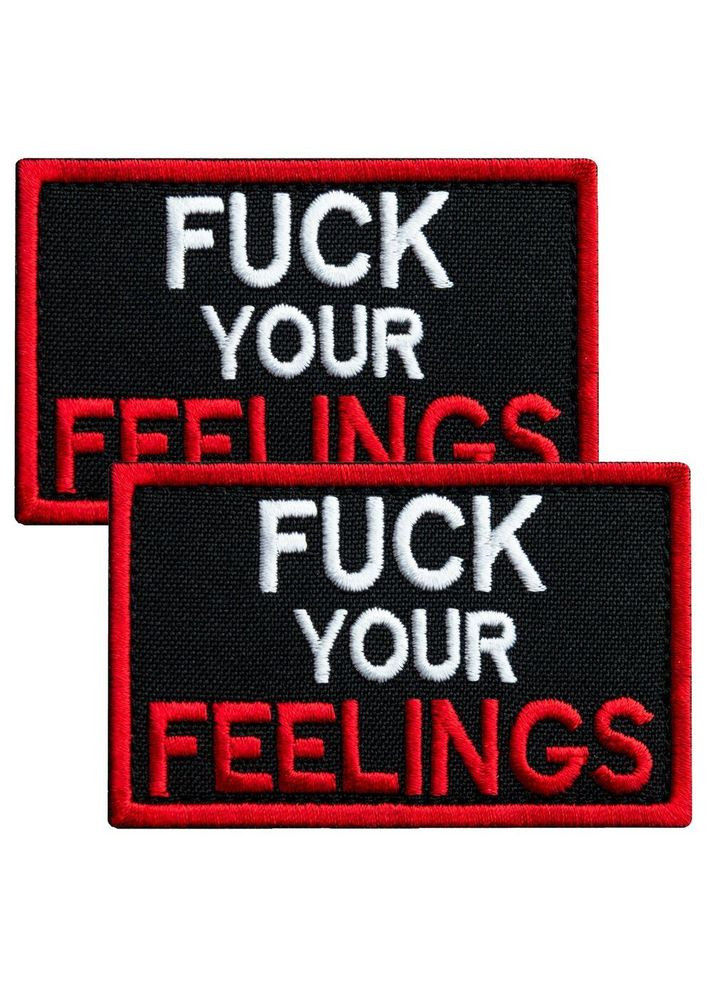 Набір шевронів 2 шт. з липучкою Fuck Your Feelings 5х8 см червоний, вишита патч нашивка, шеврон IDEIA (316592128)