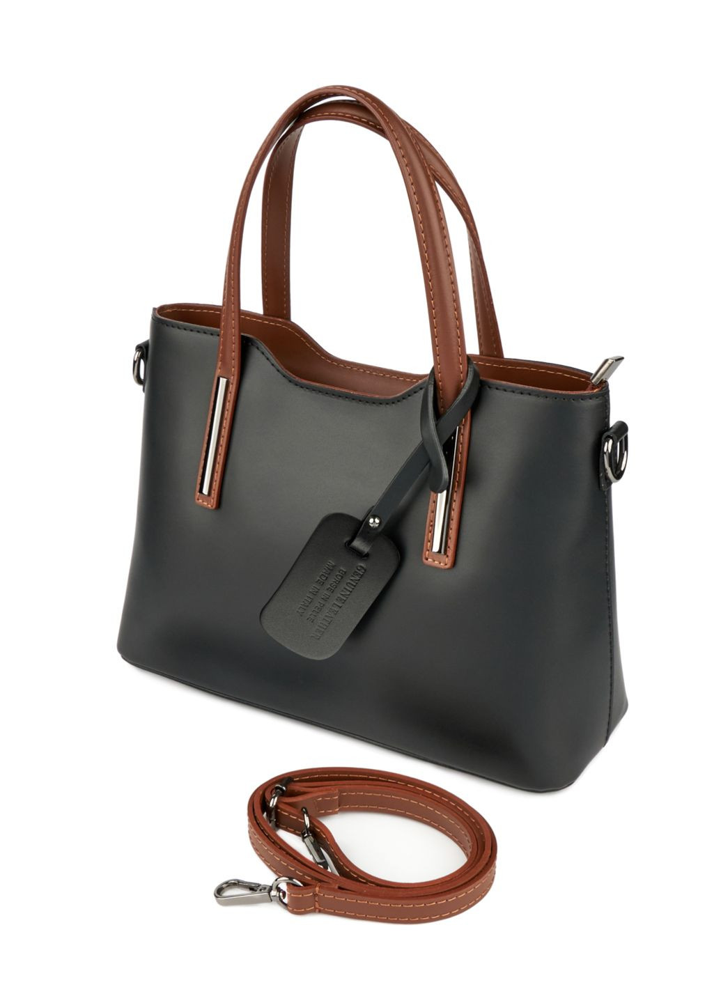 Трендова об'ємна сумка класична жіноча натуральна шкіра чорна Fior Di Loto (371884245)