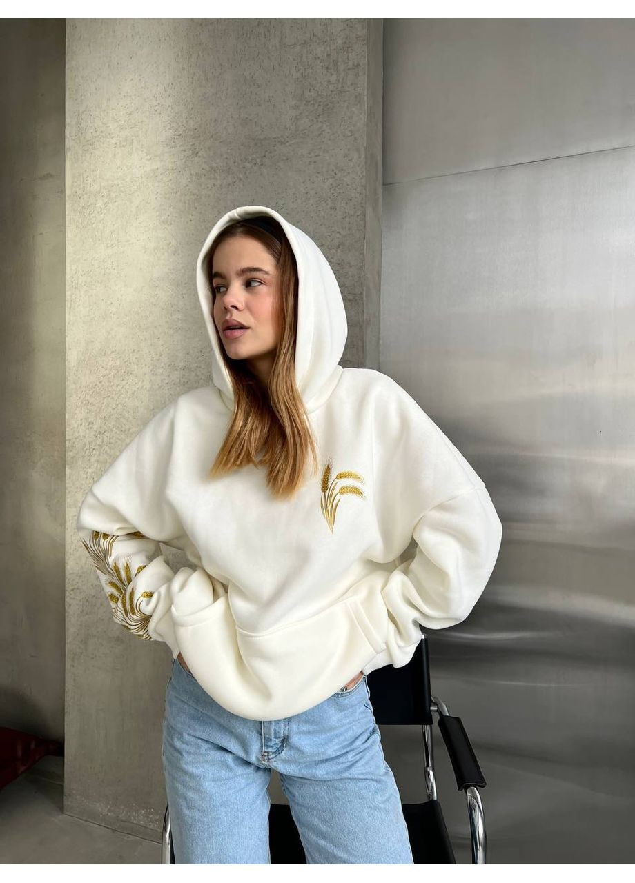 Женский худой оверсайз с капюшоном и принтом на рукаве. Україна (354693453)