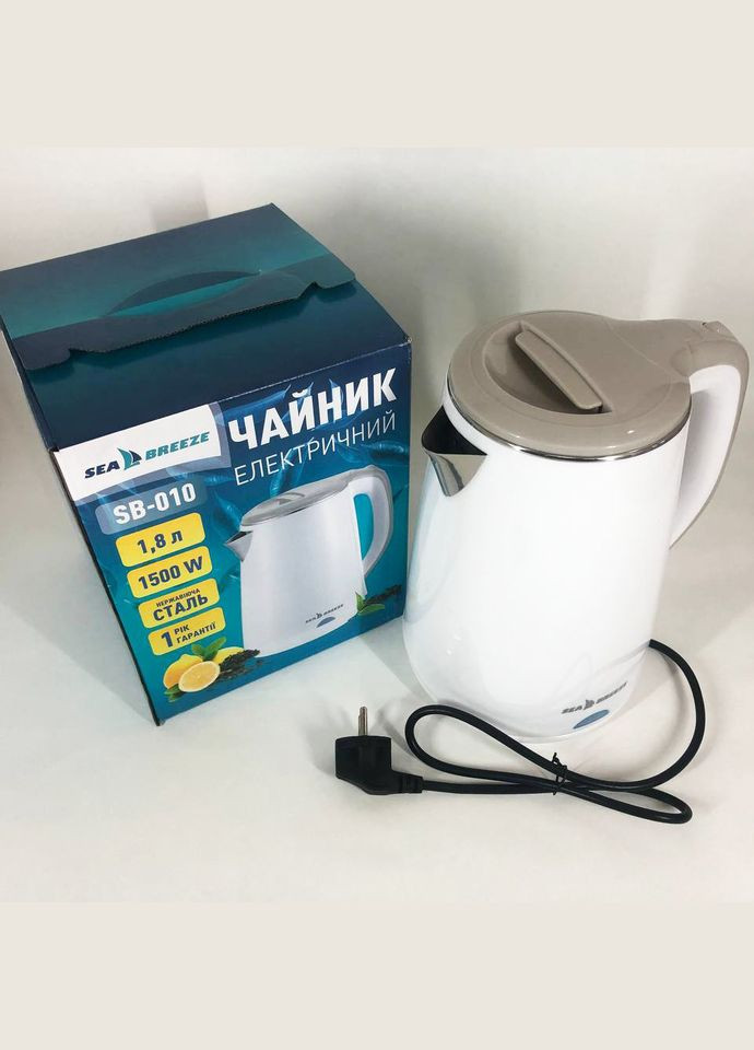 Електрочайник SeaBreeze SB-010 / 1,8 Л / Металевий, чайник дисковий, електронний чайник Sea Breeze (365670319)