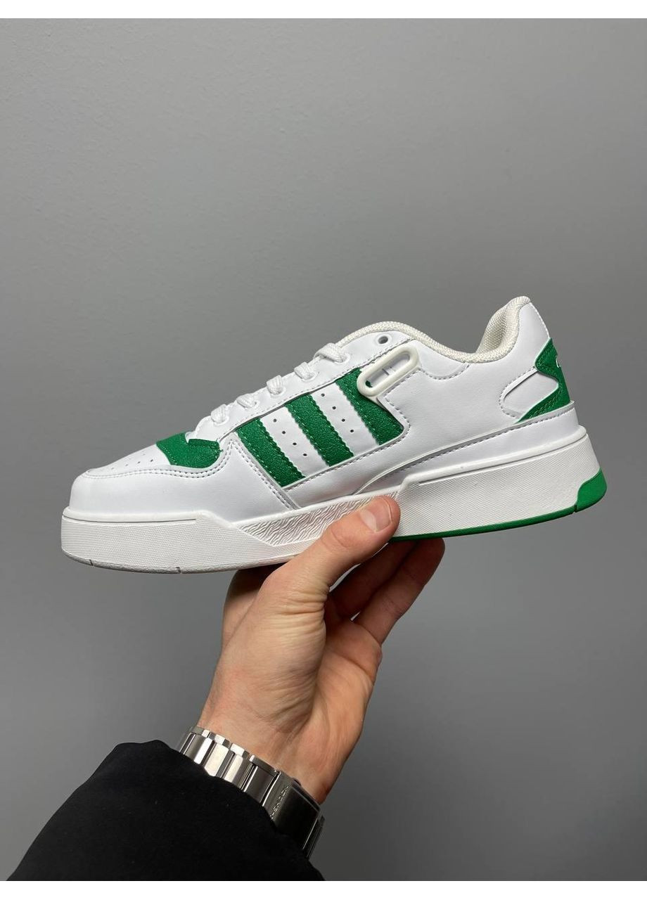 Серые демисезонные кроссовки мужские adidas new low forum white green адидас No Brand