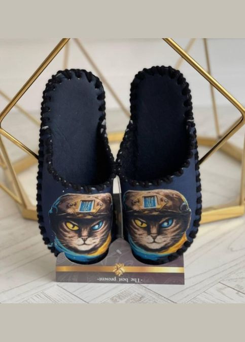 Мужские тапки комнатные фетровые 42/43 44/45 46/47 синие Котик ВСУ Po Fanu (324626321)