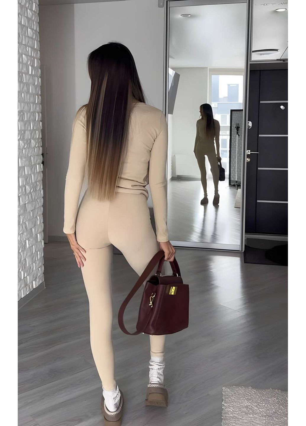 Женский теплый удобный термокостюм термокомплект термобелье бежевый беж... Україна (366868999)