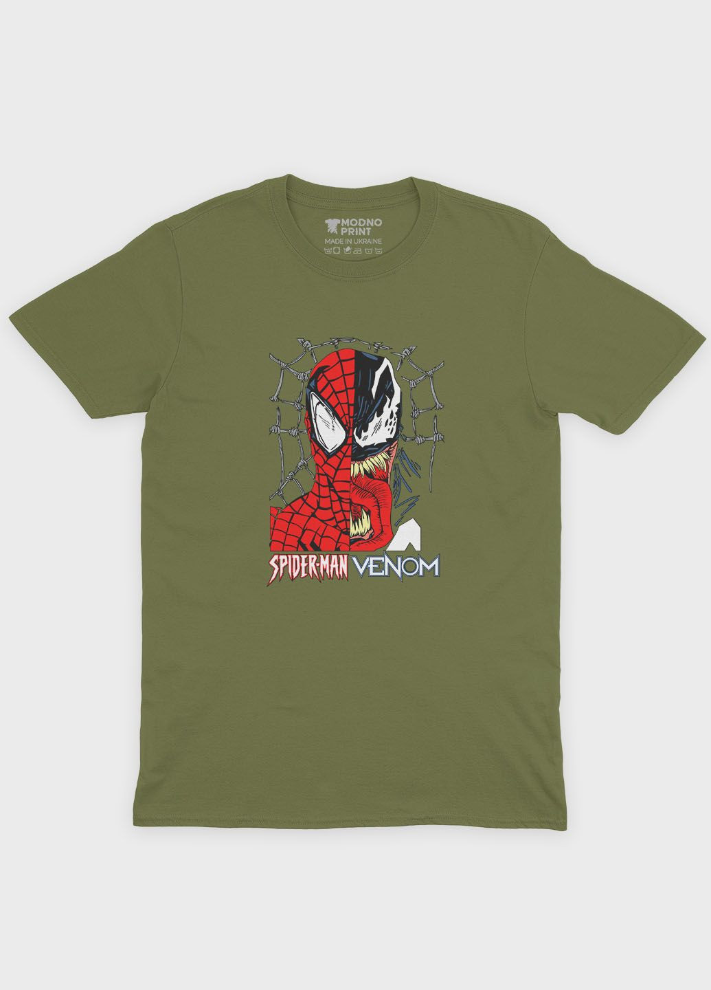 Хаки (оливковая) мужская футболка с принтом супергероя - человек-паук (ts001-1-hgr-006-014-050) Modno