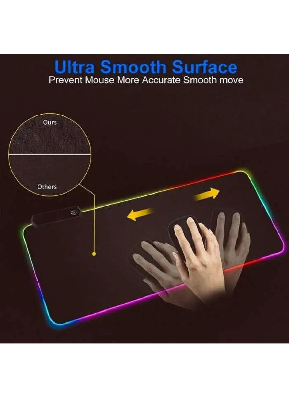 Игровая поверхность геймерский игровой коврик тканевый для мыши с RGB подсветкой 800х300 мм (476289-Prob) Черный Unbranded (278229229)