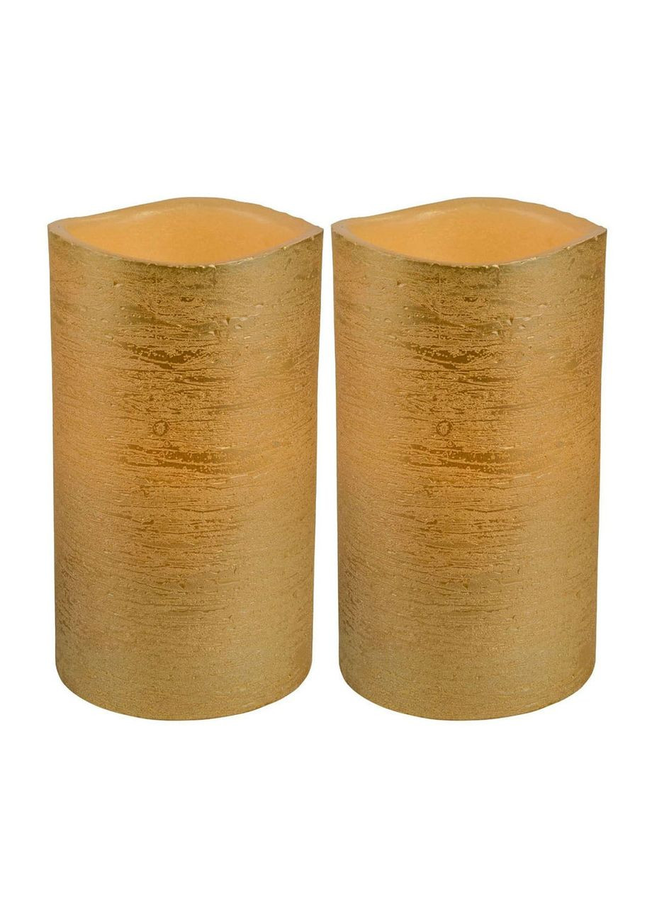 Восковые LED золотые свечи, 2 шт Ø 7,5 х 12,5 см, беспламенные, тушение возгорания задаванием Livarno home (329058772)