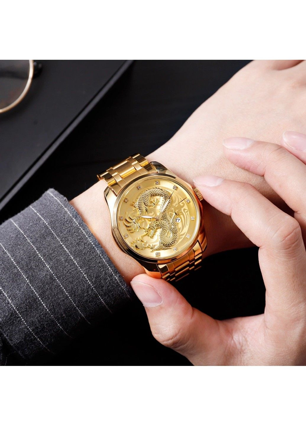Мужские наручные часы 9193 Дракон золотой Skmei (313653867)