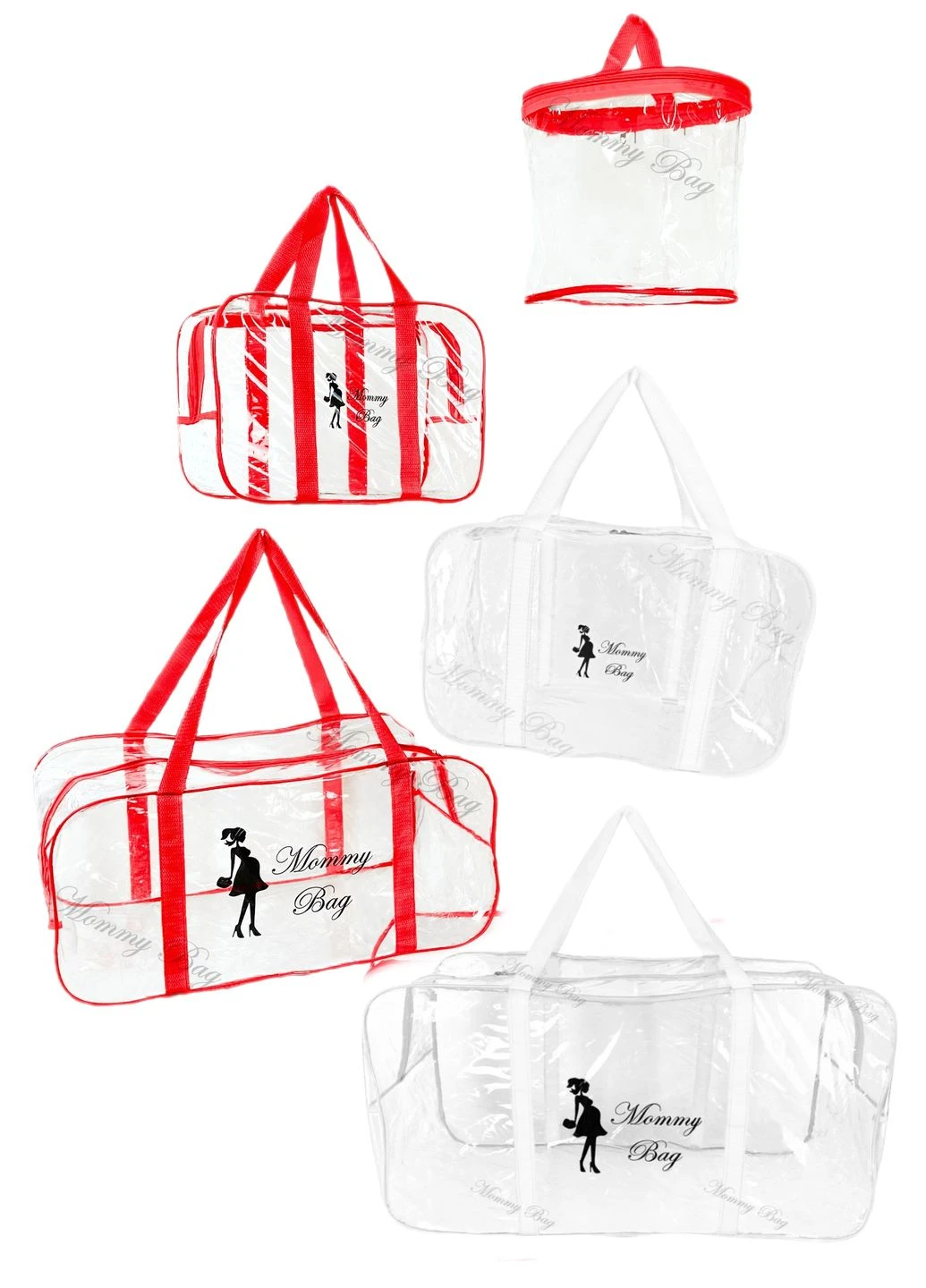 Набор из прозрачных сумок в роддом (S, M, L, XL + органайзер) Mommy Bag (342118108)