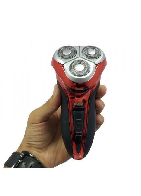 Электробритва для мужчин роторная для влажного и сухого бритья с триммером 60015 Красная DSP (297442830)