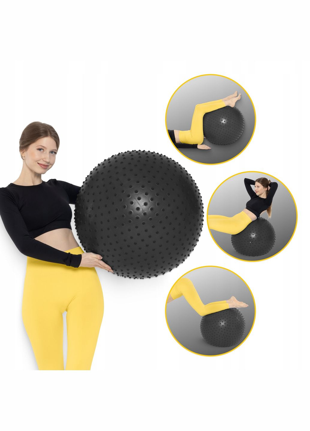 Мяч для фитнеса (фитбол) 65 см массажный Anti-Burst Black (P-5905973400237) 4FIZJO (301733384)