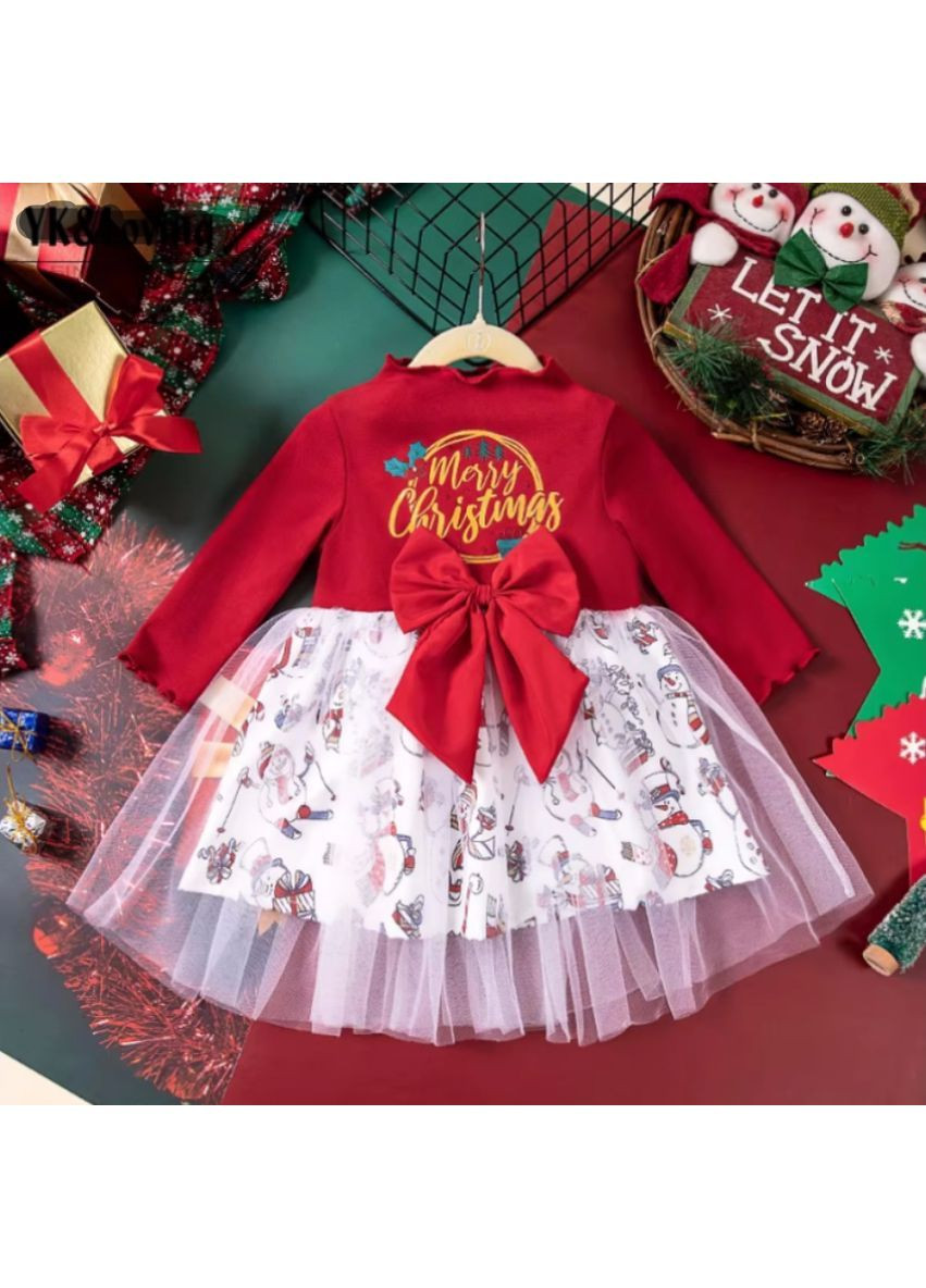 Красное платье детское новогодние с бантами на девочку 4-7 лет No Brand (366239642)