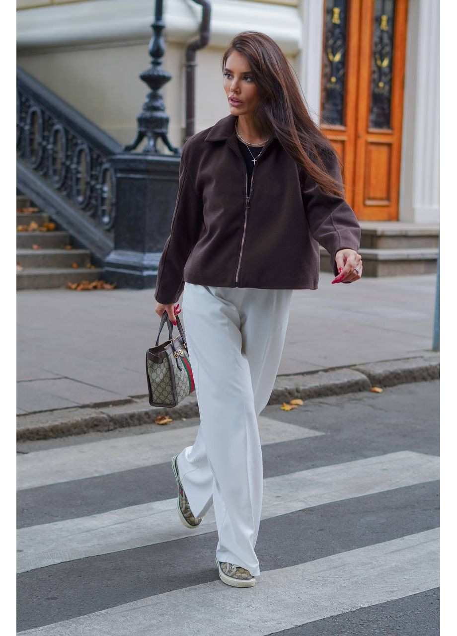 Темно-коричневе демісезонне Жіноче пальто коротке оверсайз FINO Mode