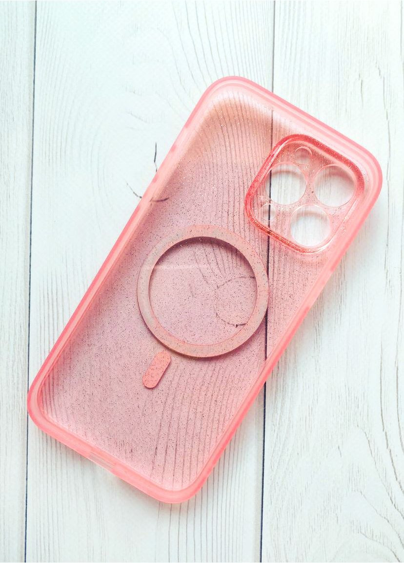 Прозорий чохол з діамантовим блиском на iPhone 14 Pro Max із підтримкою MagSafe:: Рожевий Silicone Case (360682416)