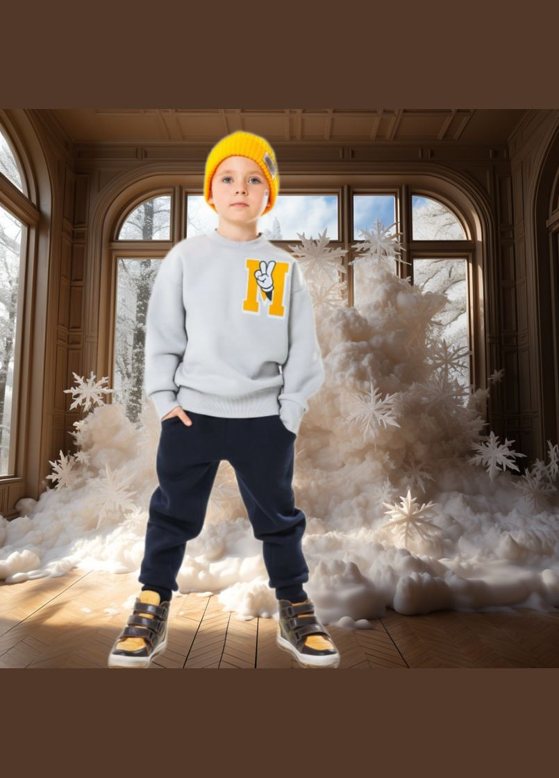 NEWGEN джемпер теплий для хлопчика сірий україна світло-сірий повсякденний тринитка