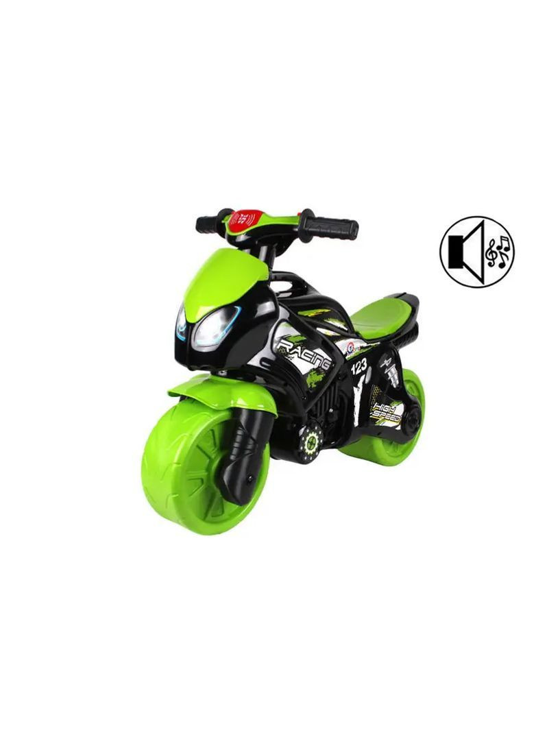 Толокар музыкальный 6474 на надувных колесах пластик ТЕХНОК черно-зеленый 6474 ТехноК Тех6474 (370973205)