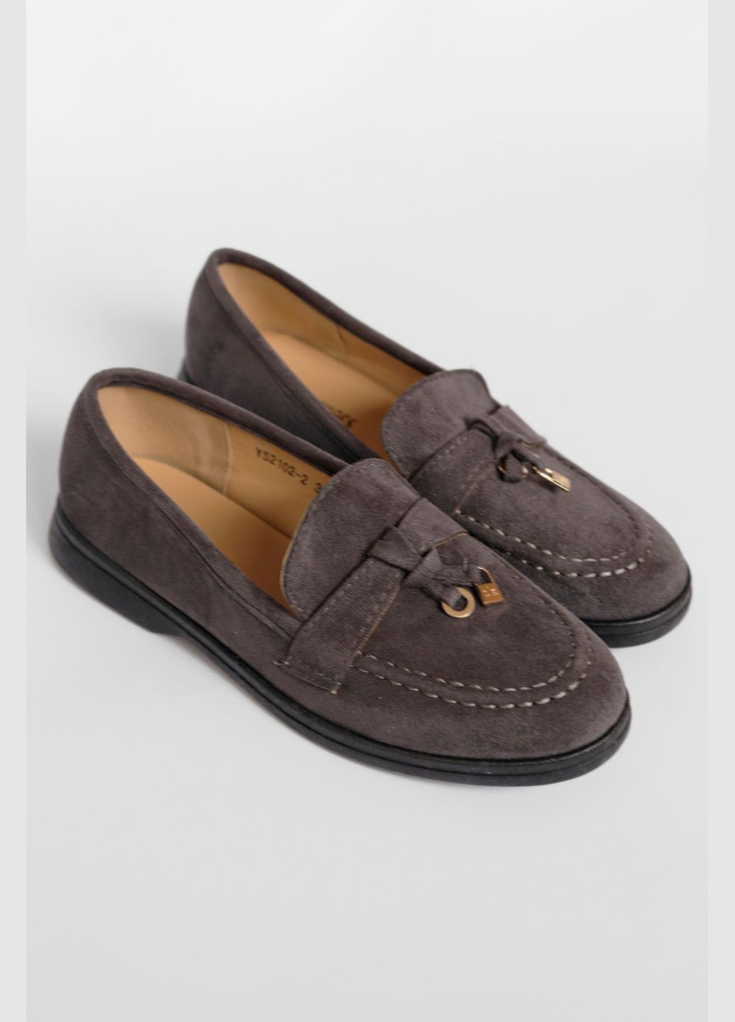 Туфлі-лофери жіночі темно-сірого кольору Let's Shop (292548834)