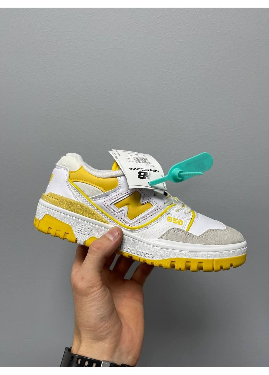 КРОССОВКИ ЖЕНСКИЕ NEW BALANCE 550 WHITE YELLOW НЬЮ БЕЛАНС 550 No Brand белые демисезоны (368855000)