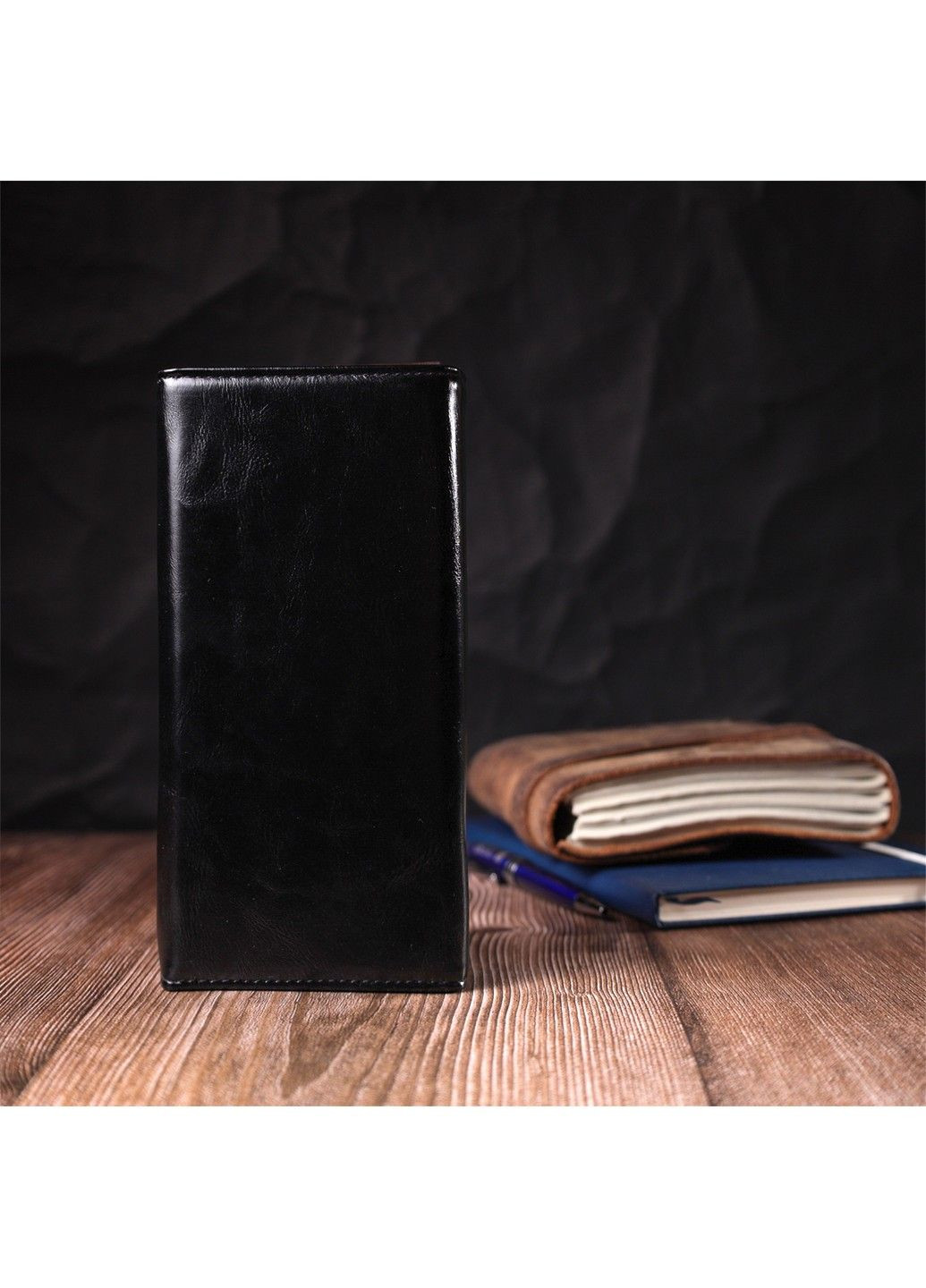 Горизонтальний жіночий гаманець із натуральної шкіри 19087 Чорний KIVI (292849591)