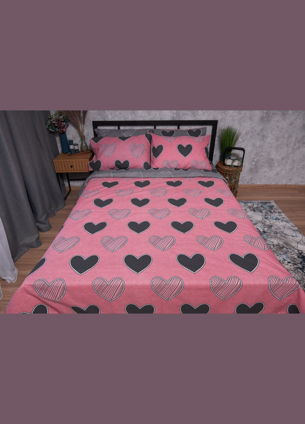 Комплект постільної білизни Бязь Gold Люкс King Size 220x240 наволочки 2х70х70 (MS-820002755) Moon&Star Love (286761781)