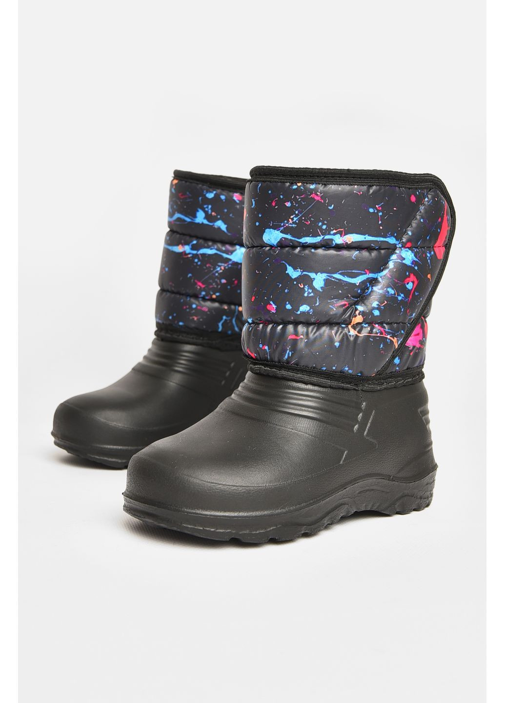 Черные дутики детские на меху черного цвета Let's Shop на липучке