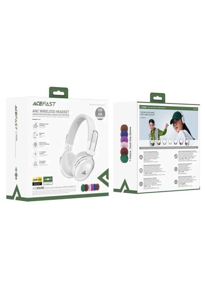 Беспроводные наушники H7 active noise reduction wireless headset Pearl white Acefast (329997222)