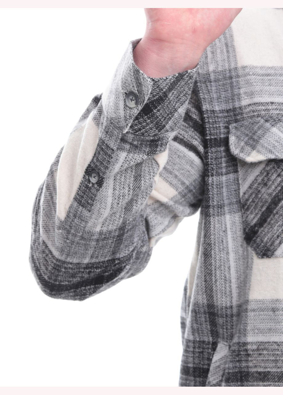 Серая повседневный рубашка в клетку Jean Piere