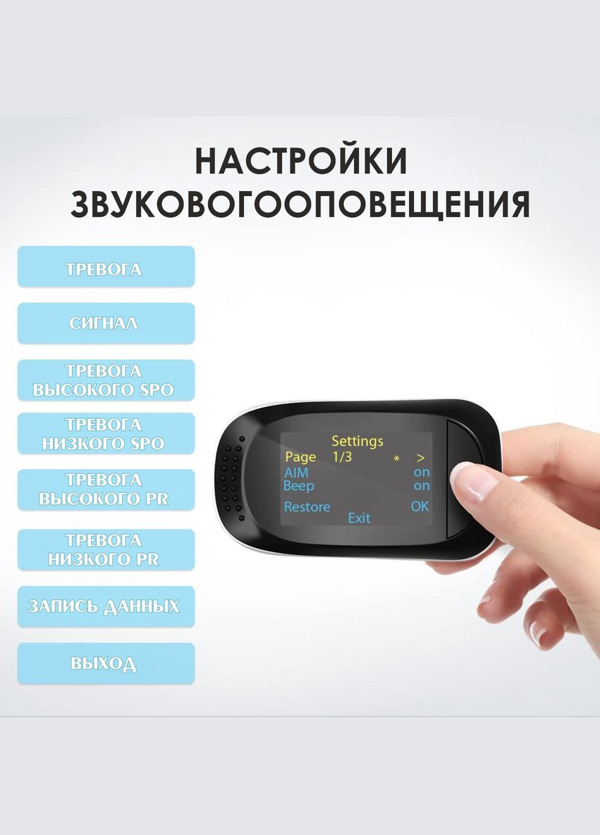 Пульсоксиметр оксиметр Medical A2 (C101A2) пульсометр на палець Апарат для вимірювання кисню в крові Вимірювач кисню Точний IMDK (273469398)